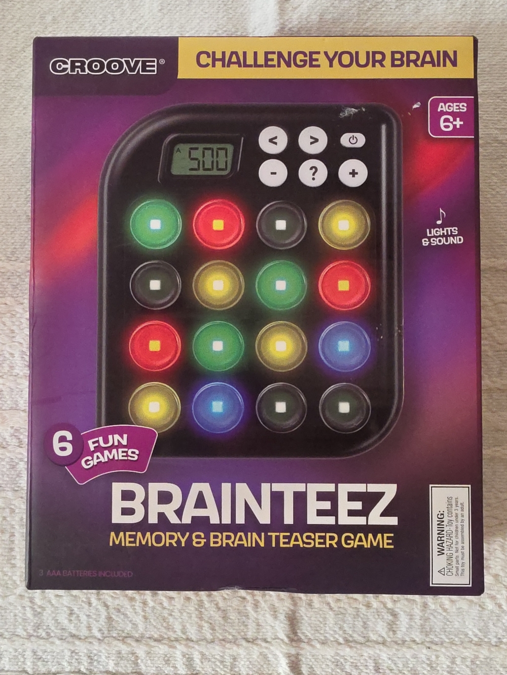 Brainteez Memory & Brain Teaser Game - Black with Multicolor Lights